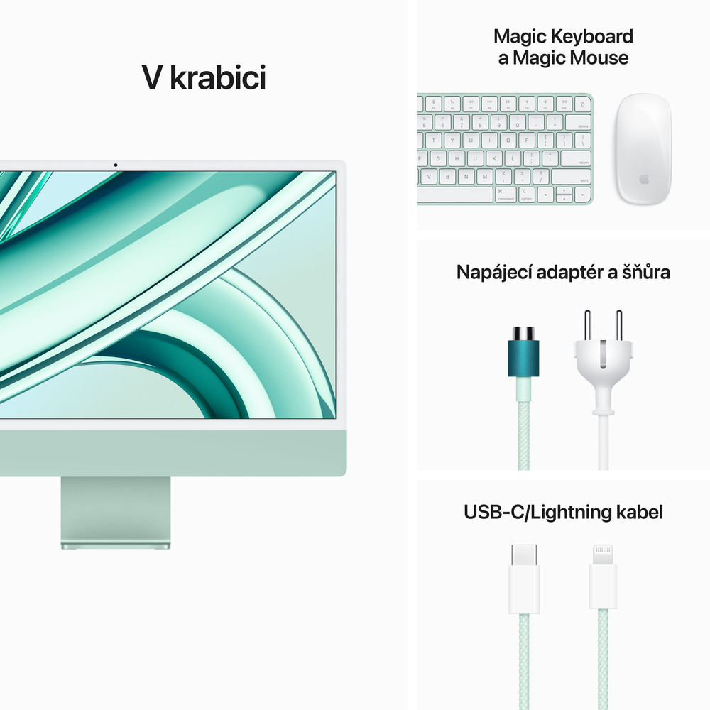 iMac 24" 4.5K Apple M3 8core CPU 8core GPU 8GB 256GB Zelený CZ
