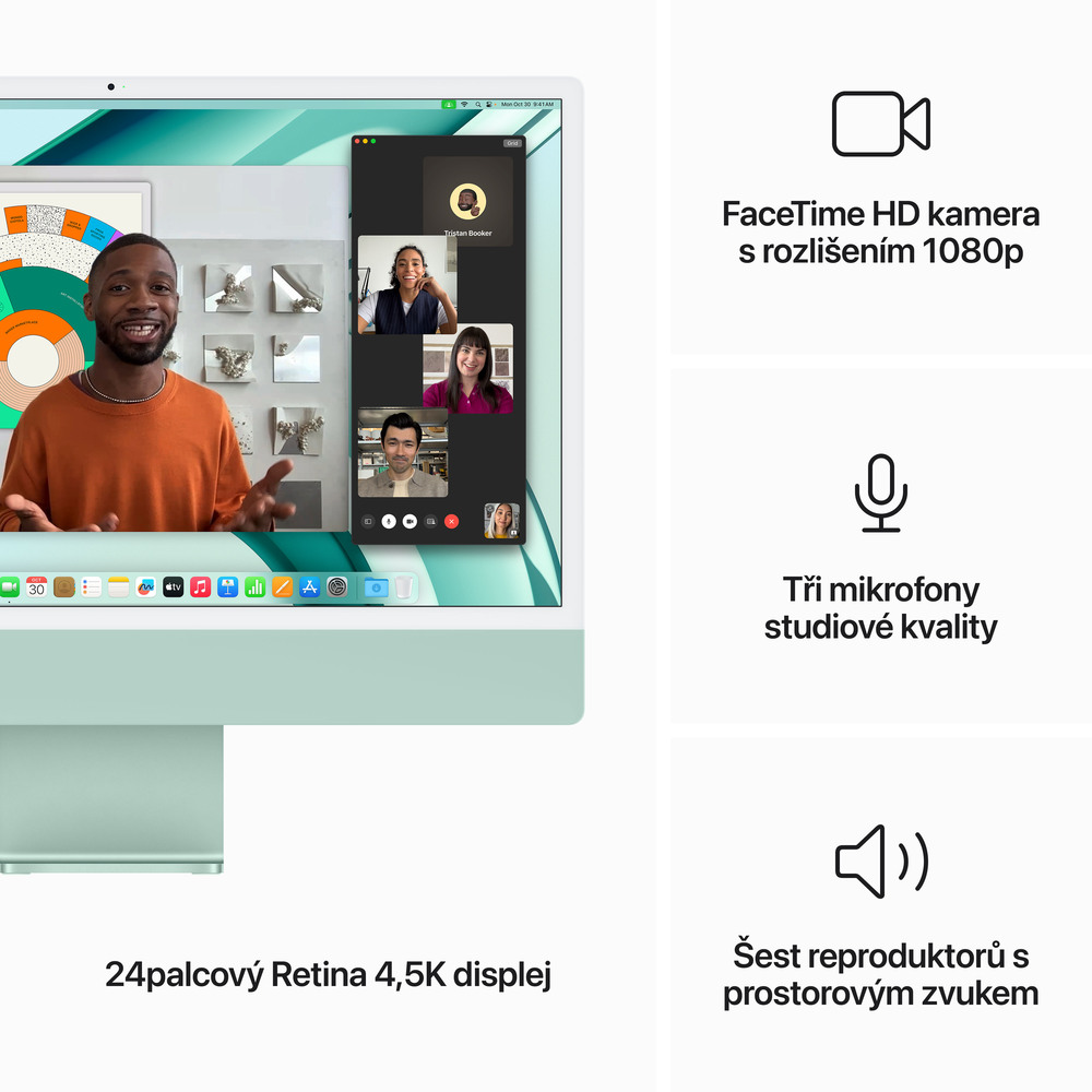 iMac 24" 4.5K Apple M3 8core CPU 8core GPU 8GB 256GB Zelený CZ
