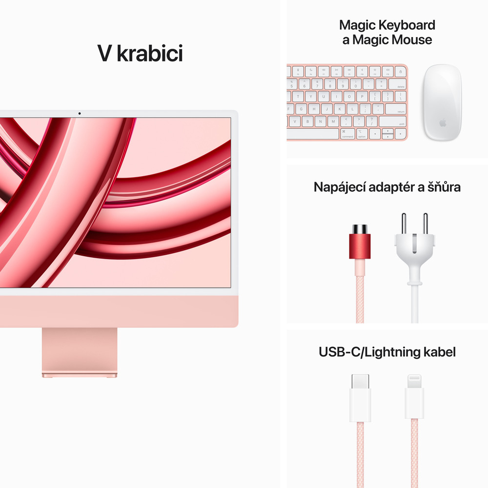 iMac 24" 4.5K Apple M3 8core CPU 10core GPU 8GB 512GB Růžový CZ