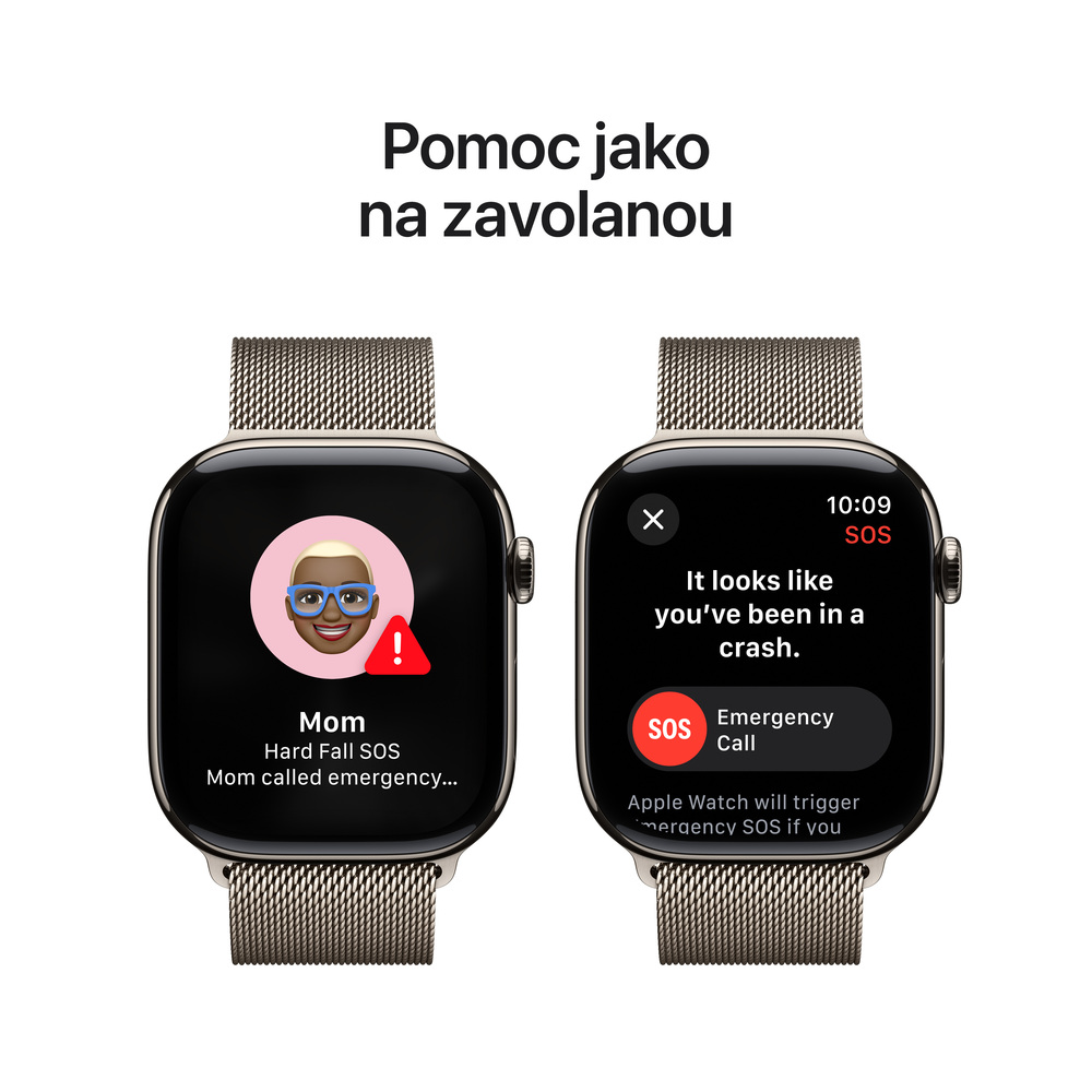Apple Watch Series 10 GPS + Cellular 46mm Přírodní titan s přírodním milánským tahem - S/M