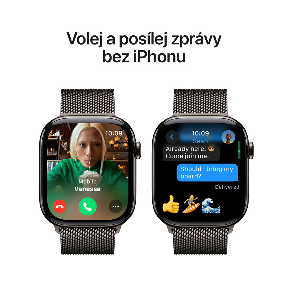 Apple Watch Series 10 GPS + Cellular 46mm Břidlicově šedý titan s břidlicově šedým milánským tahem - S/M