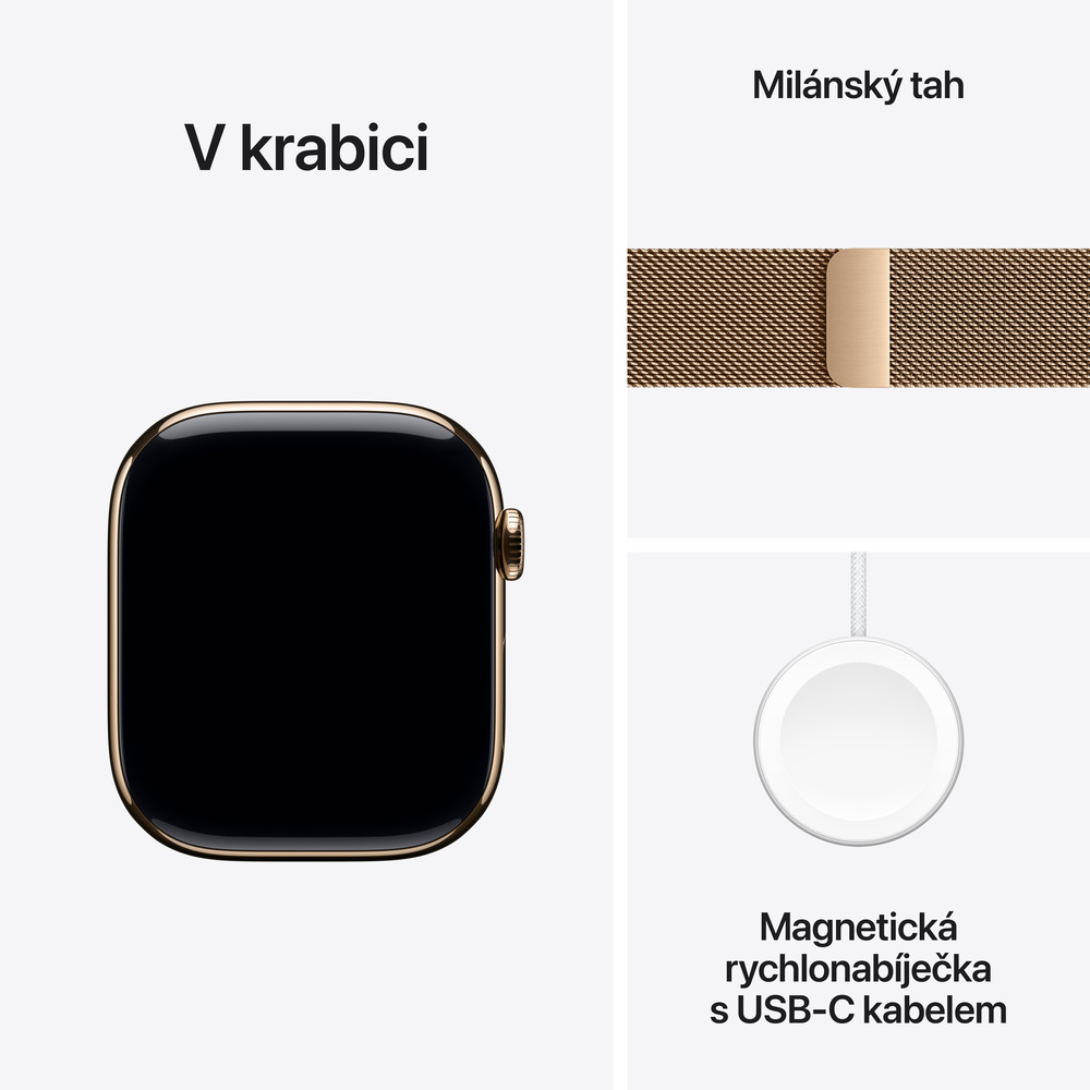 Apple Watch Series 10 GPS + Cellular 46mm Gold Titanium Case with Gold Milanese Loop-S/M