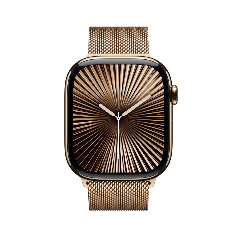 Apple Watch Series 10 GPS + Cellular 46mm Gold Titanium Case with Gold Milanese Loop-S/M