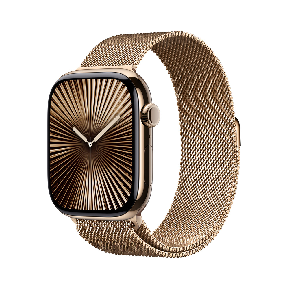 Apple Watch Series 10 GPS + Cellular 46mm Gold Titanium Case with Gold Milanese Loop-S/M