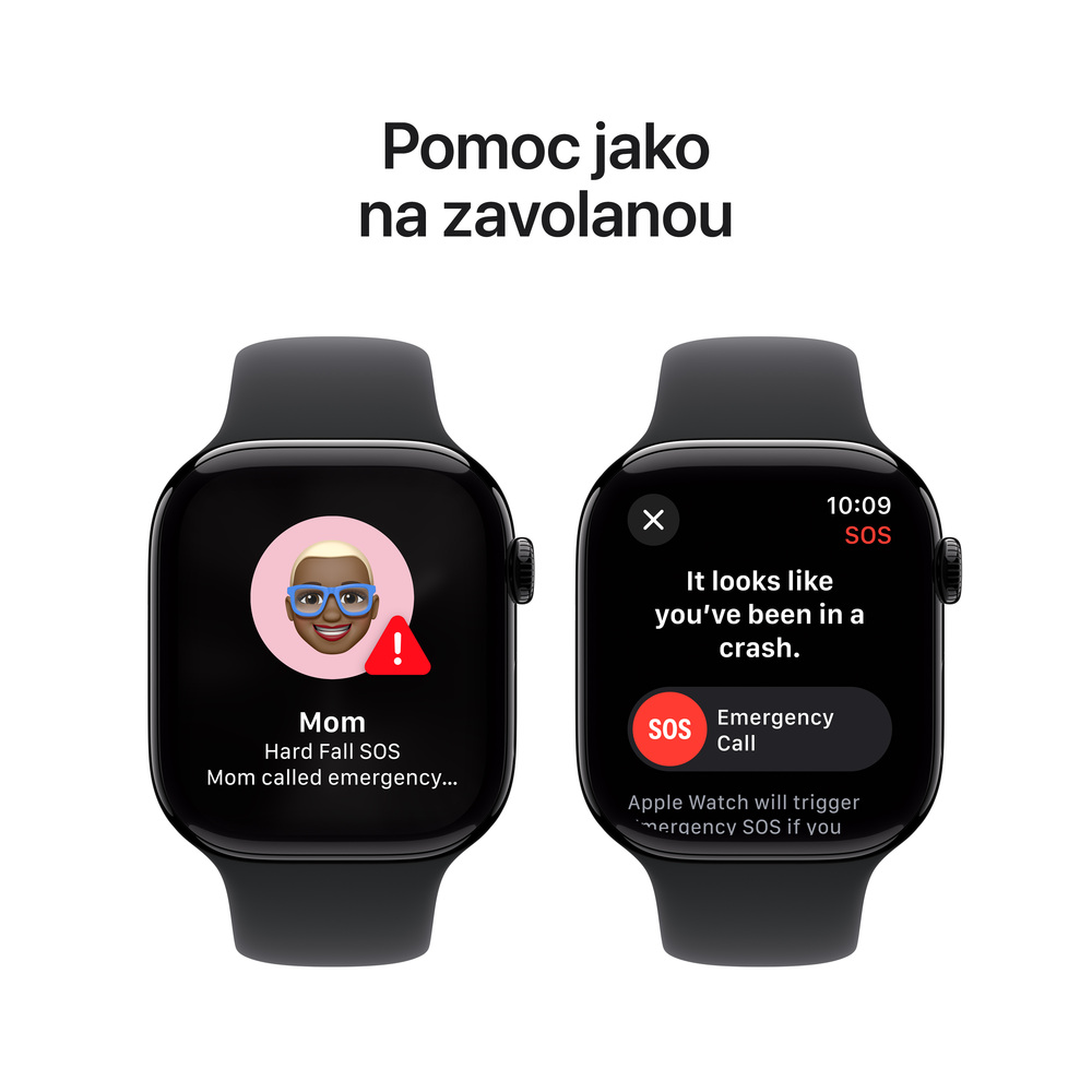 Apple Watch Series 10 GPS 42mm Klavírně černý s černým sportovním řemínkem - S/M
