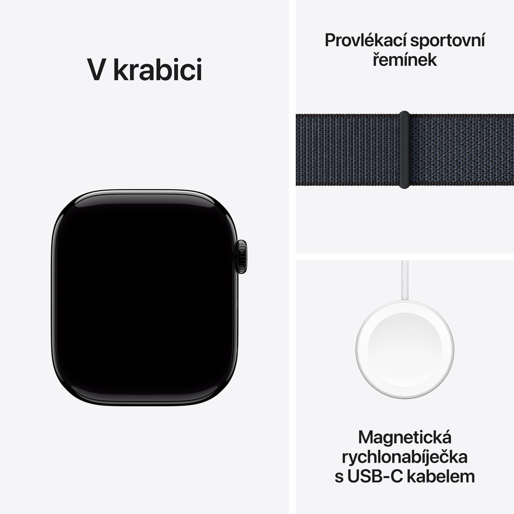 Apple Watch Series 10 GPS 42mm Klavírně černý hliník s inkoustovým sportovním řemínkem