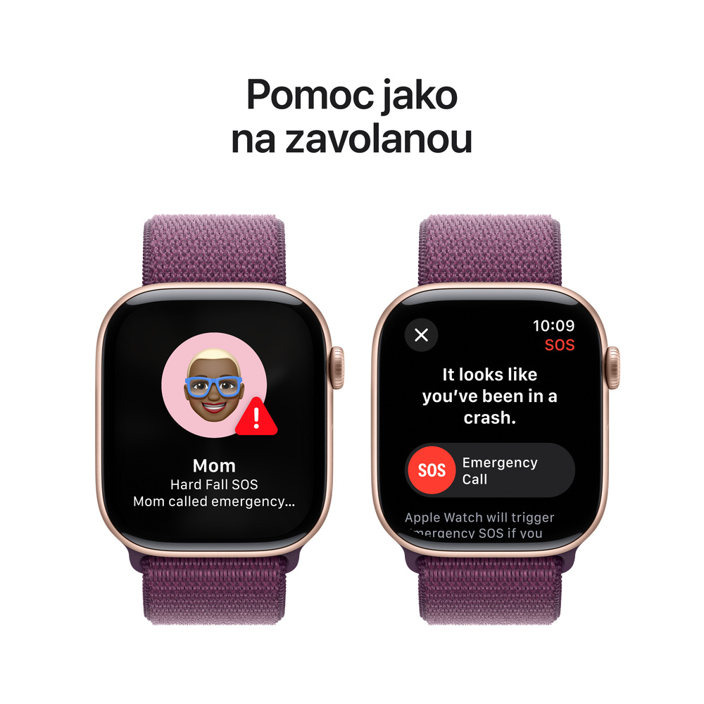 Apple Watch Series 10 GPS 42mm Rose Gold Aluminium Case with Plum Sport Loop
