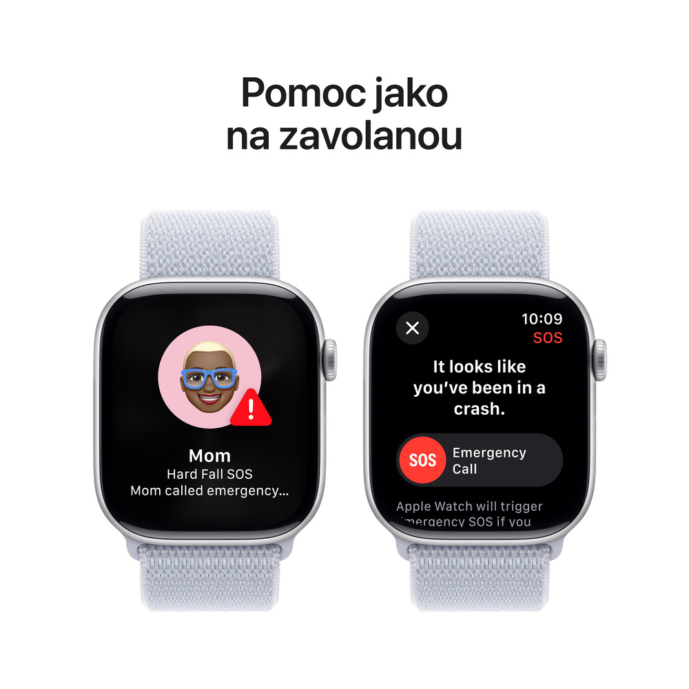 Apple Watch Series 10 GPS 46mm Stříbrný hliník s oblačně modrým sportovním řemínkem