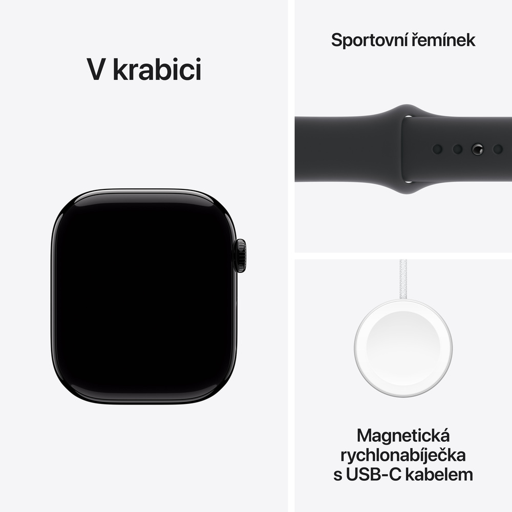 Apple Watch Series 10 GPS 46mm Klavírně černý hliník s černým sportovním řemínkem - M/L