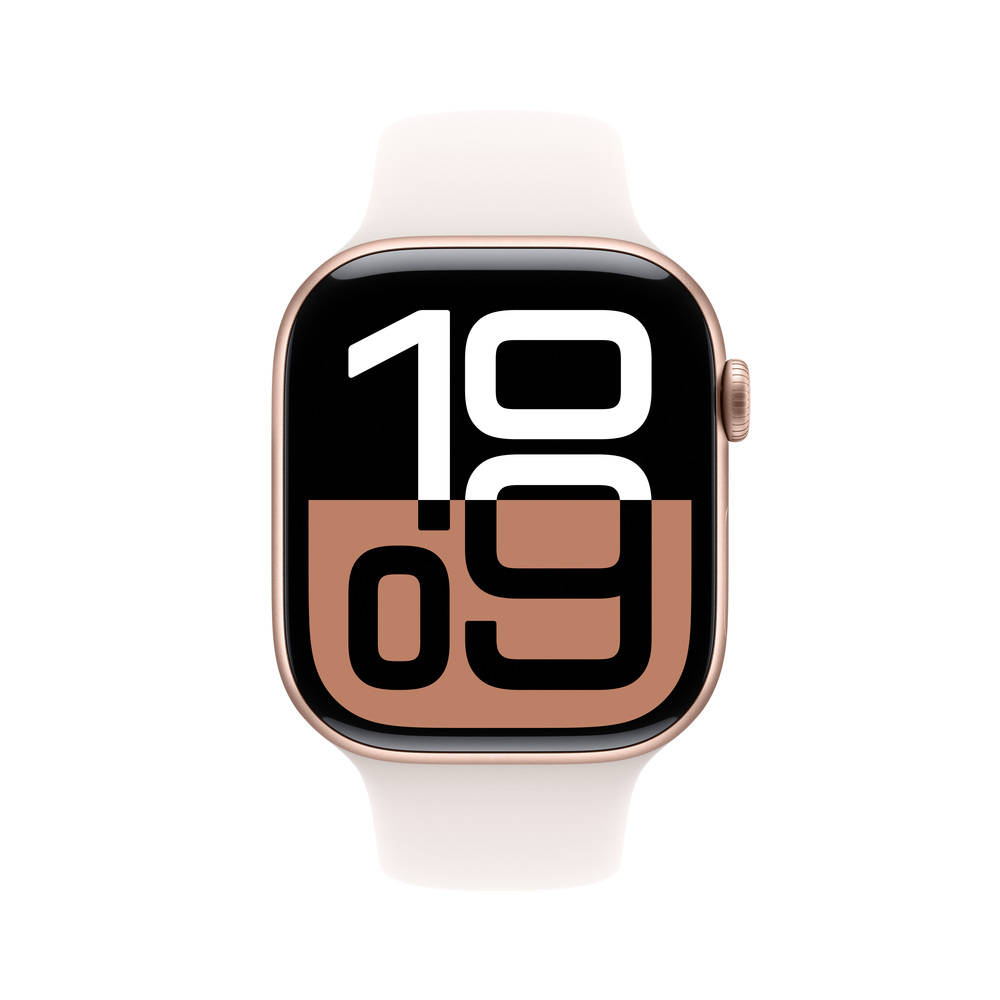 Apple Watch Series 10 GPS 46mm Rose Gold Aluminium Case with Light Blush Sport Band-S/M