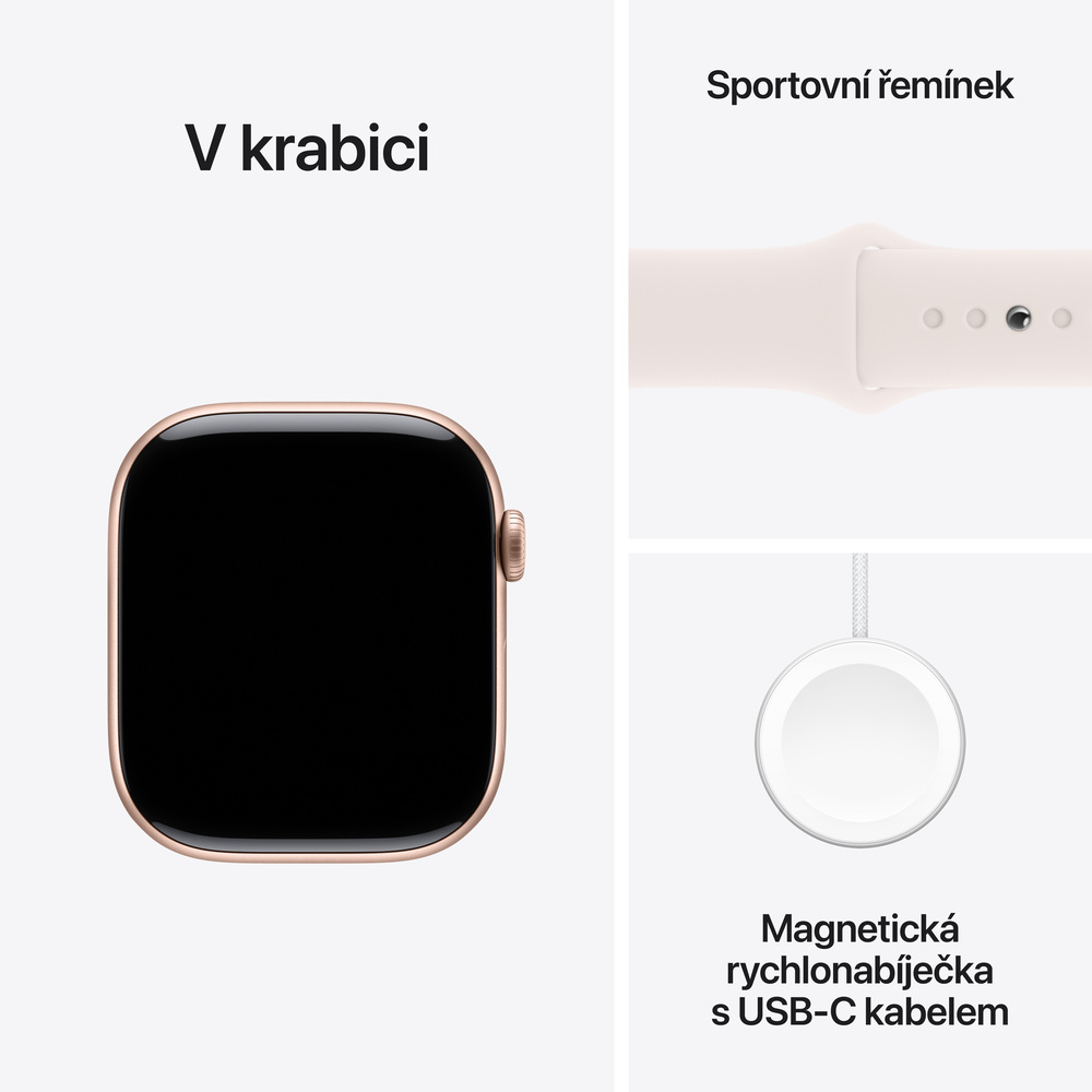 Apple Watch Series 10 GPS 46mm Růžově zlatý hliník se světle růžovým sportovním řemínkem - M/L