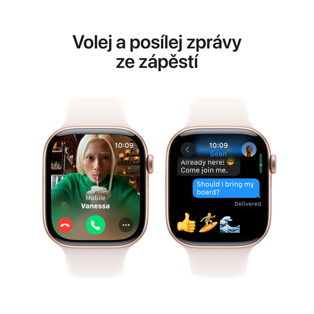 Apple Watch Series 10 GPS 46mm Růžově zlatý hliník se světle růžovým sportovním řemínkem - M/L