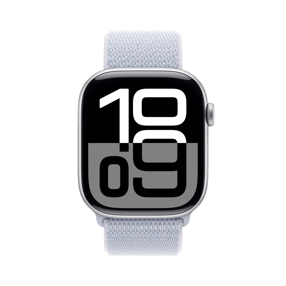 Apple Watch Series 10 GPS + Cellular 42mm Silver Aluminium Case with Blue Cloud Sport Loop