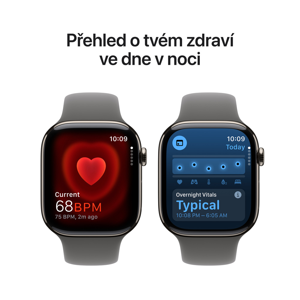 Apple Watch Series 10 GPS + Cellular 42mm Přírodní titan se skálově šedým sportovním řemínkem - M/L