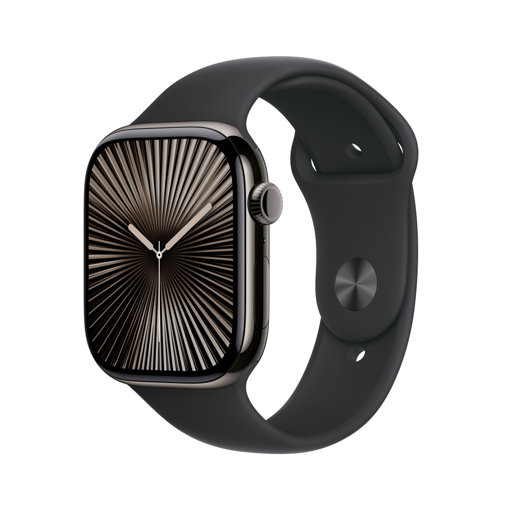 Apple Watch Series 10 GPS + Cellular 42mm Bridlicovo sivý titán s čiernym športovým remienkom - S/M