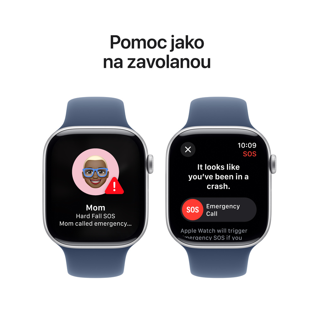 Apple Watch Series 10 GPS + Cellular 46mm Stříbrný hliník s denimovým sportovním řemínkem - M/L