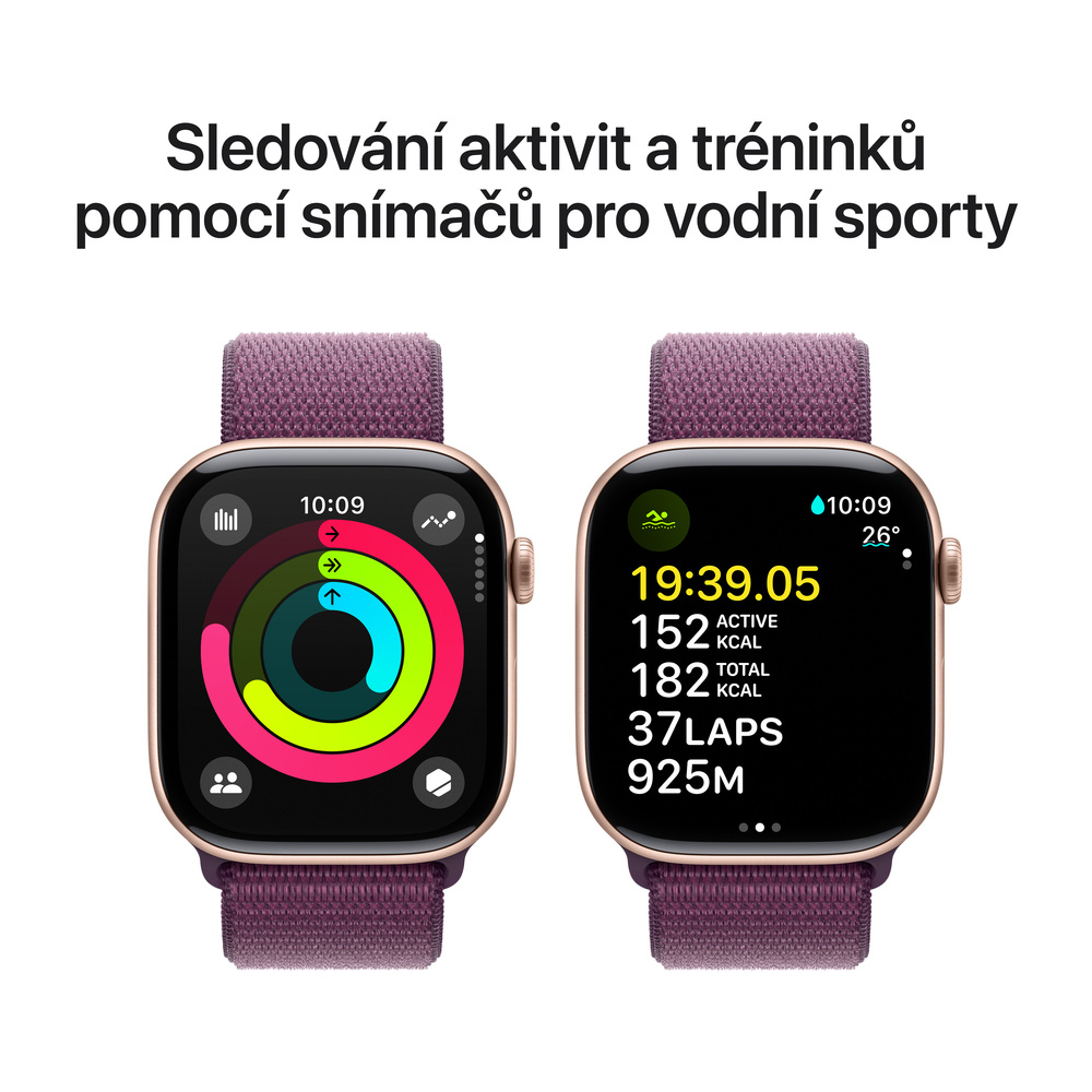 Apple Watch Series 10 GPS + Cellular 46mm Rose Gold Aluminium Case with Plum Sport Loop