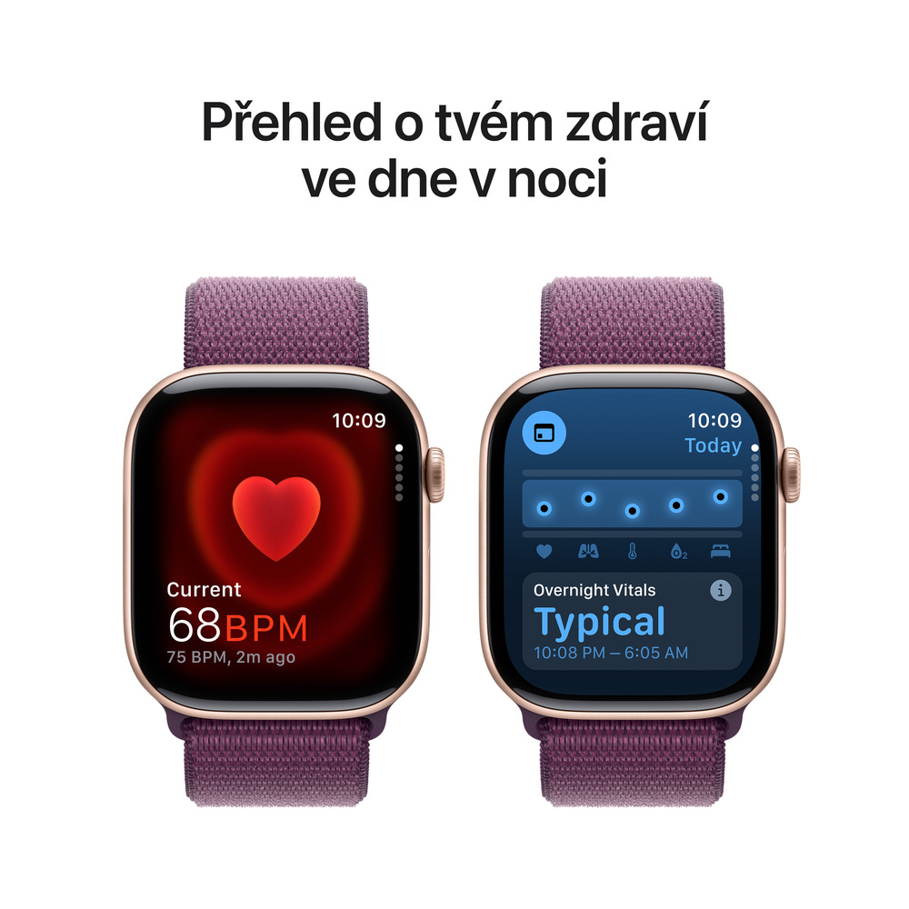 Apple Watch Series 10 GPS + Cellular 46mm Rose Gold Aluminium Case with Plum Sport Loop