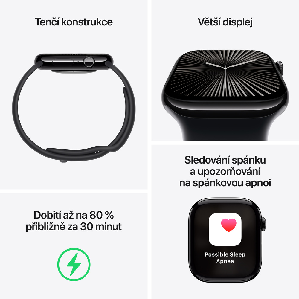 Apple Watch Series 10 GPS + Cellular 46mm Přírodní titan s skálově šedým sportovním řemínkem - S/M