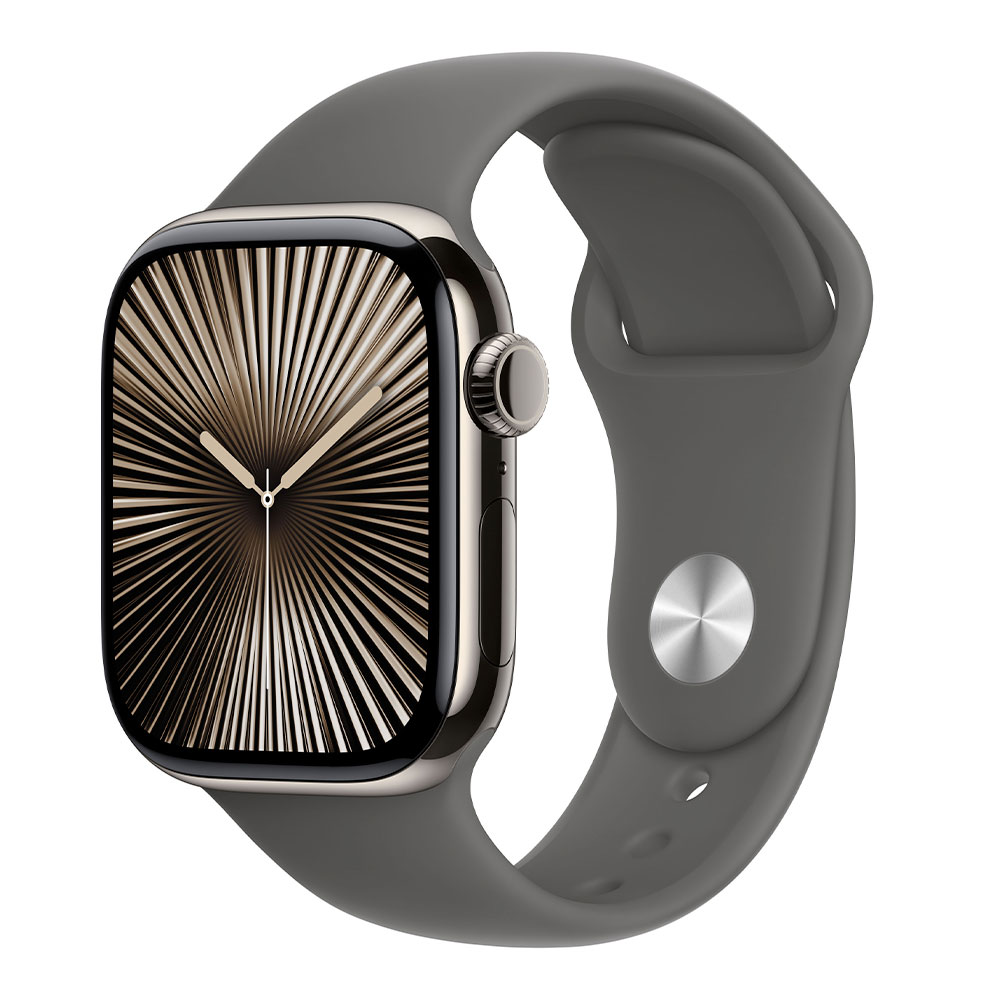 Apple Watch Series 10 GPS + Cellular 46mm Prírodný titán s kamenno sivým športovým remienkom - M/L
