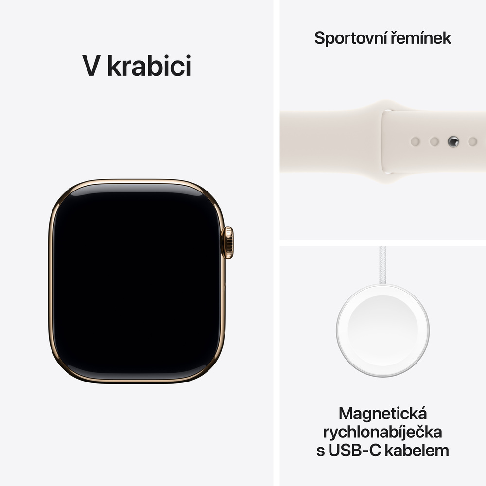 Apple Watch Series 10 GPS + Cellular 46mm Gold Titanium Case with Starlight Sport Band - M/L