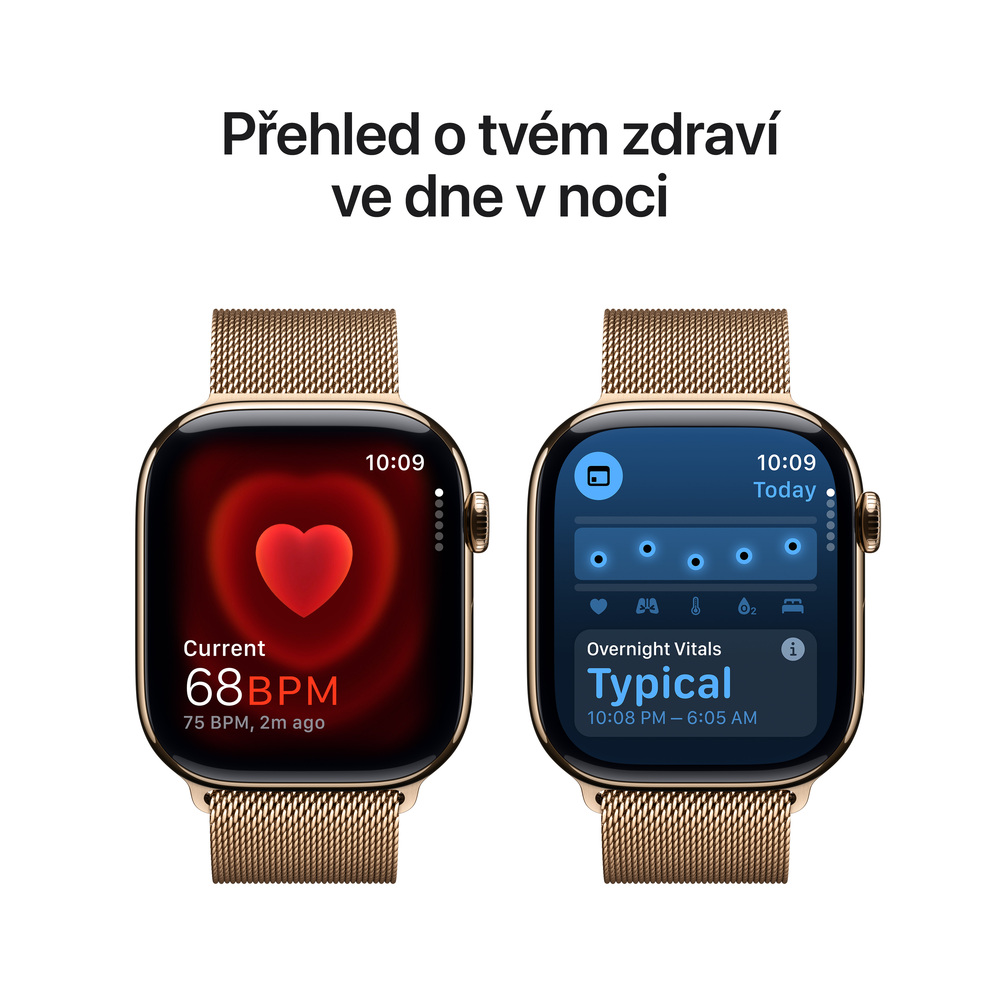Apple Watch Series 10 GPS + Cellular 46mm Gold Titanium Case with Gold Milanese Loop - M/L