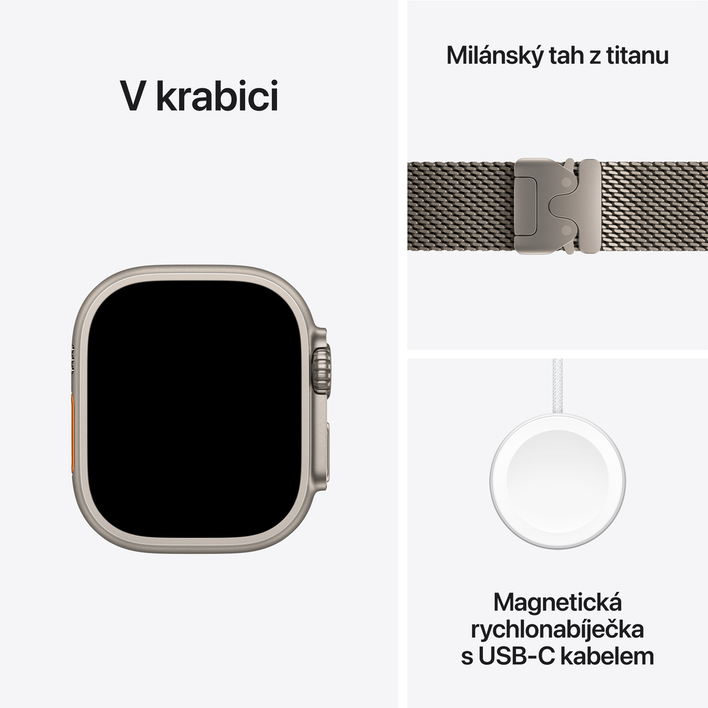 Apple Watch Ultra 2 GPS + Cellular 49mm Přírodní titan s přírodním titanovým milánským tahem - S