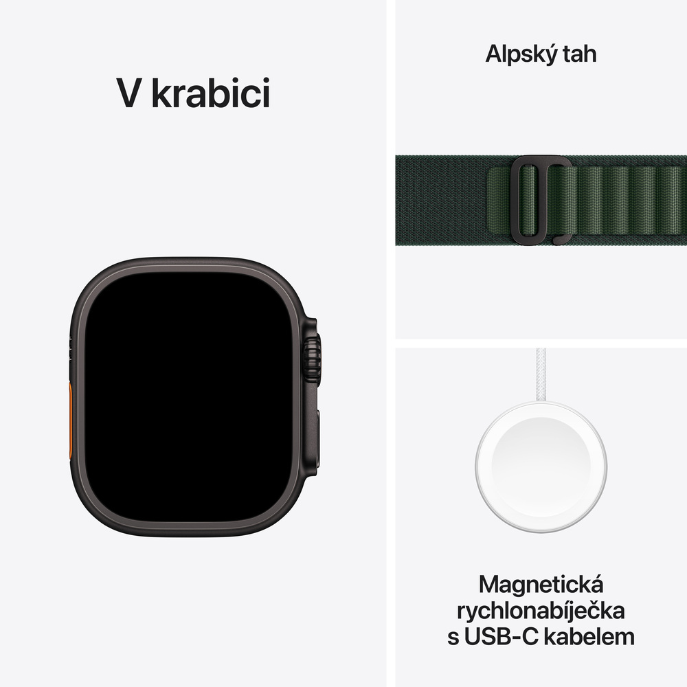 Apple Watch Ultra 2 GPS + Cellular 49mm Black Titanium Case with Dark Green Alpine Loop-Large