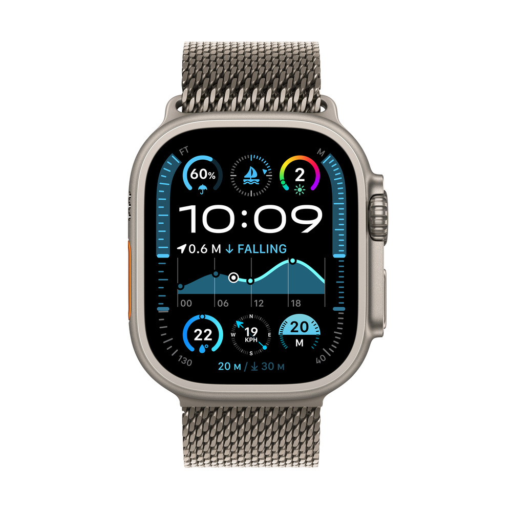 Apple Watch Ultra 2 GPS + Cellular 49mm Natural Titanium Case with Natural Titanium Milanese Loop-L