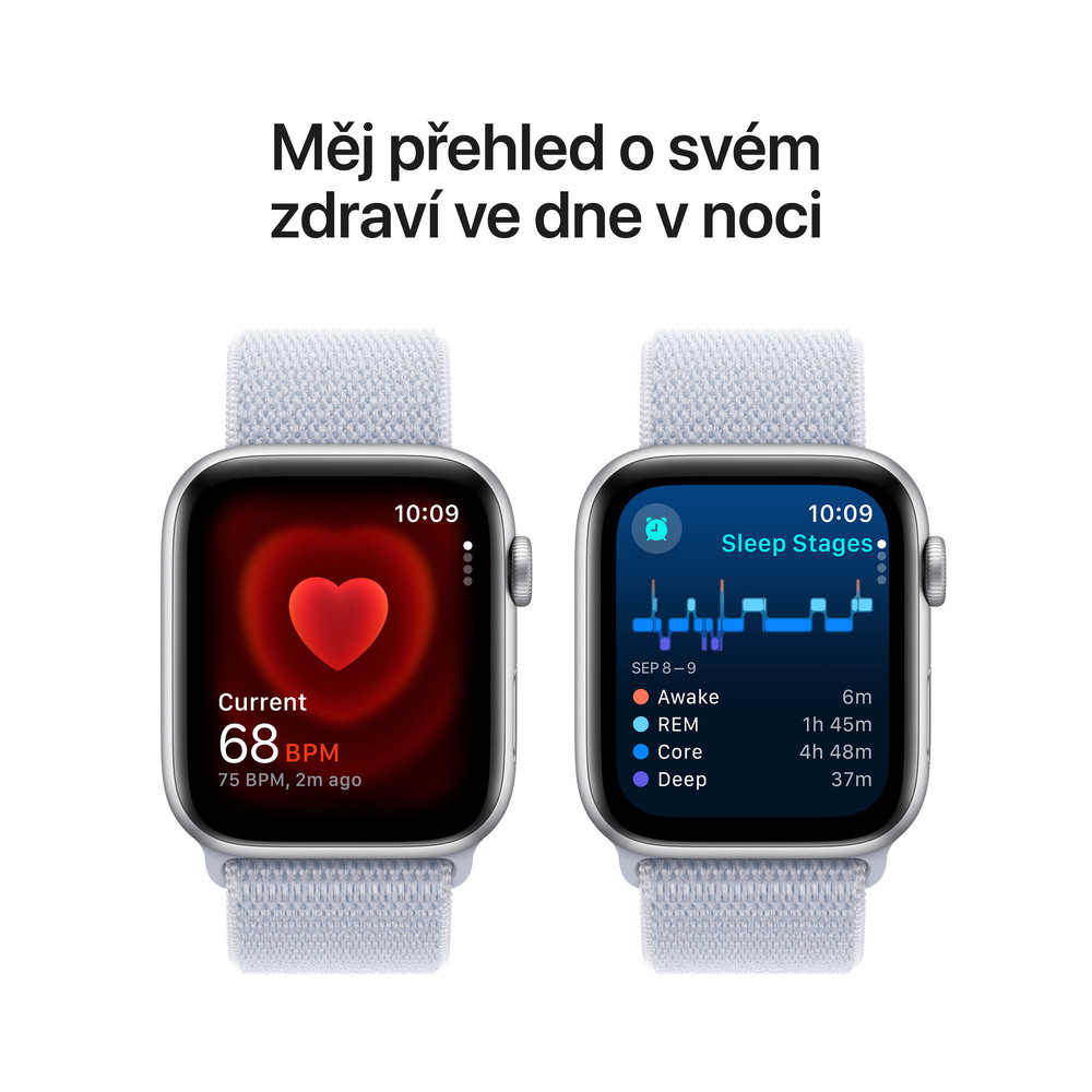 Apple Watch SE GPS 44mm Silver Aluminium Case with Blue Cloud Sport Loop