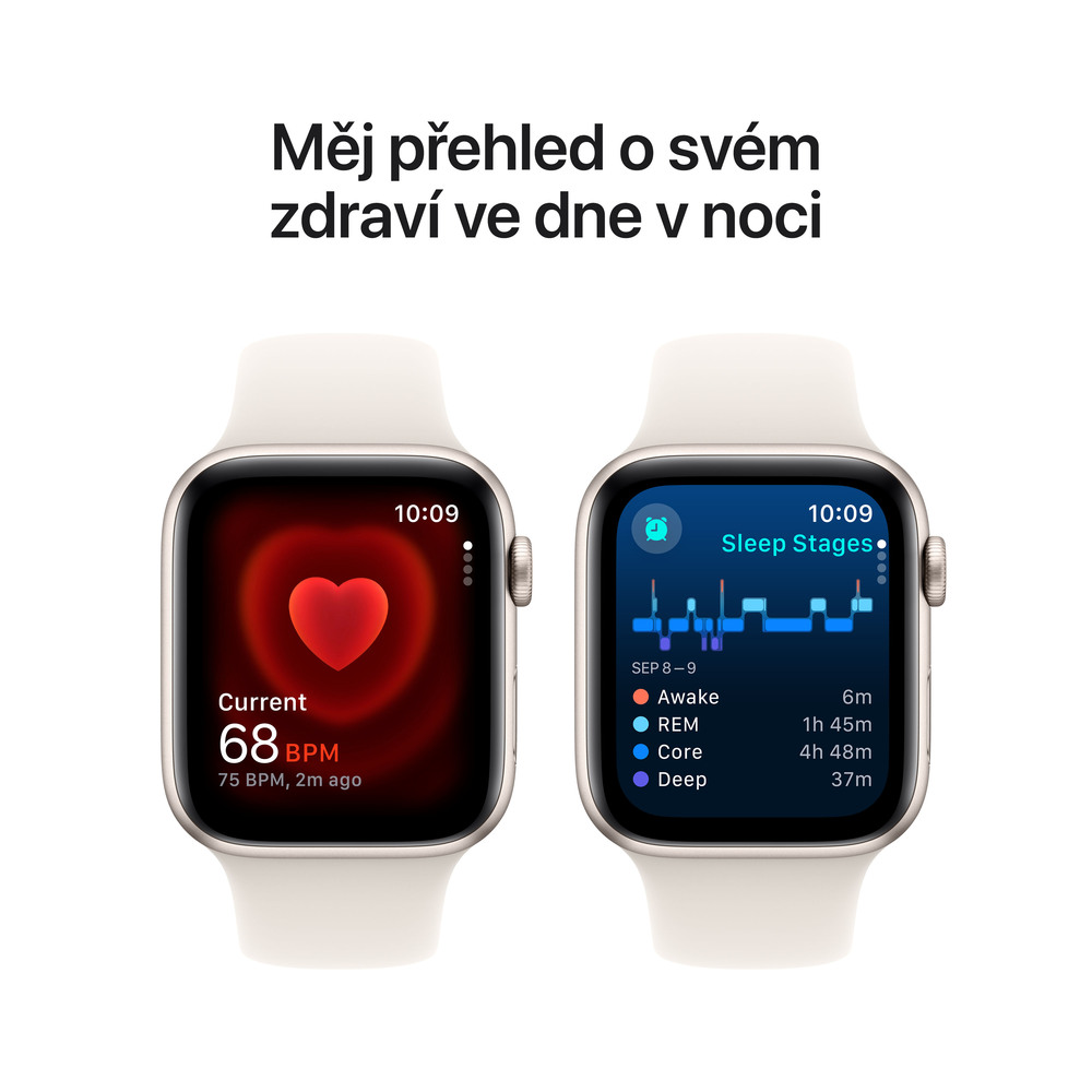 Apple Watch SE GPS 44mm Starlight Aluminium Case with Starlight Sport Band - M/L