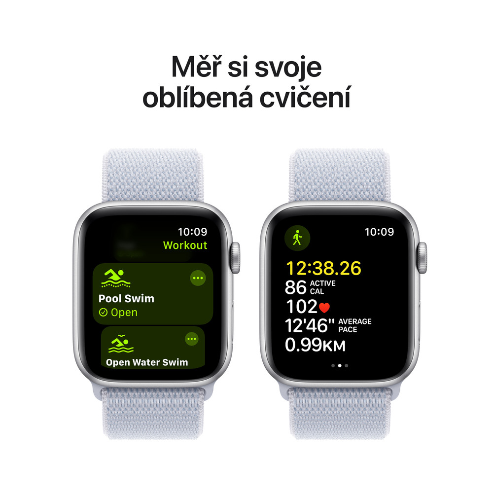 Apple Watch SE GPS + Cellular 40mm Silver Aluminium Case with Blue Cloud Sport Loop