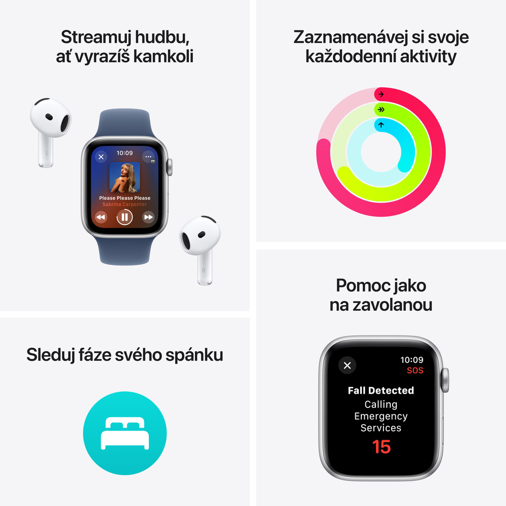 Apple Watch SE GPS + Cellular 40mm Silver Aluminium Case with Blue Cloud Sport Loop