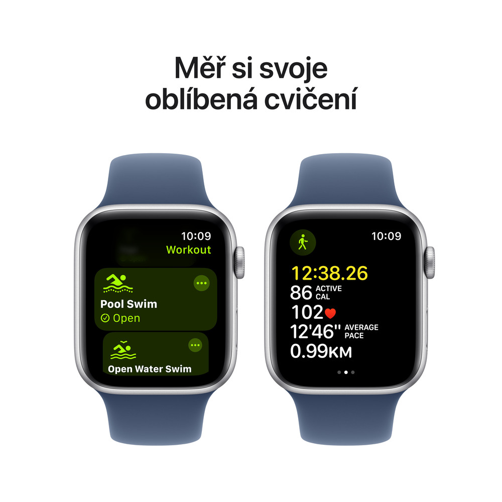 Apple Watch SE GPS + Cellular 40mm Silver Aluminium Case with Denim Sport Band-S/M