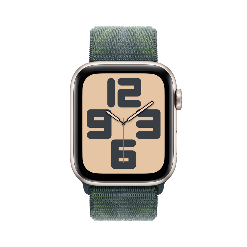 Apple Watch SE GPS + Cellular 40mm Starlight Aluminium Case with Lake Green Sport Loop