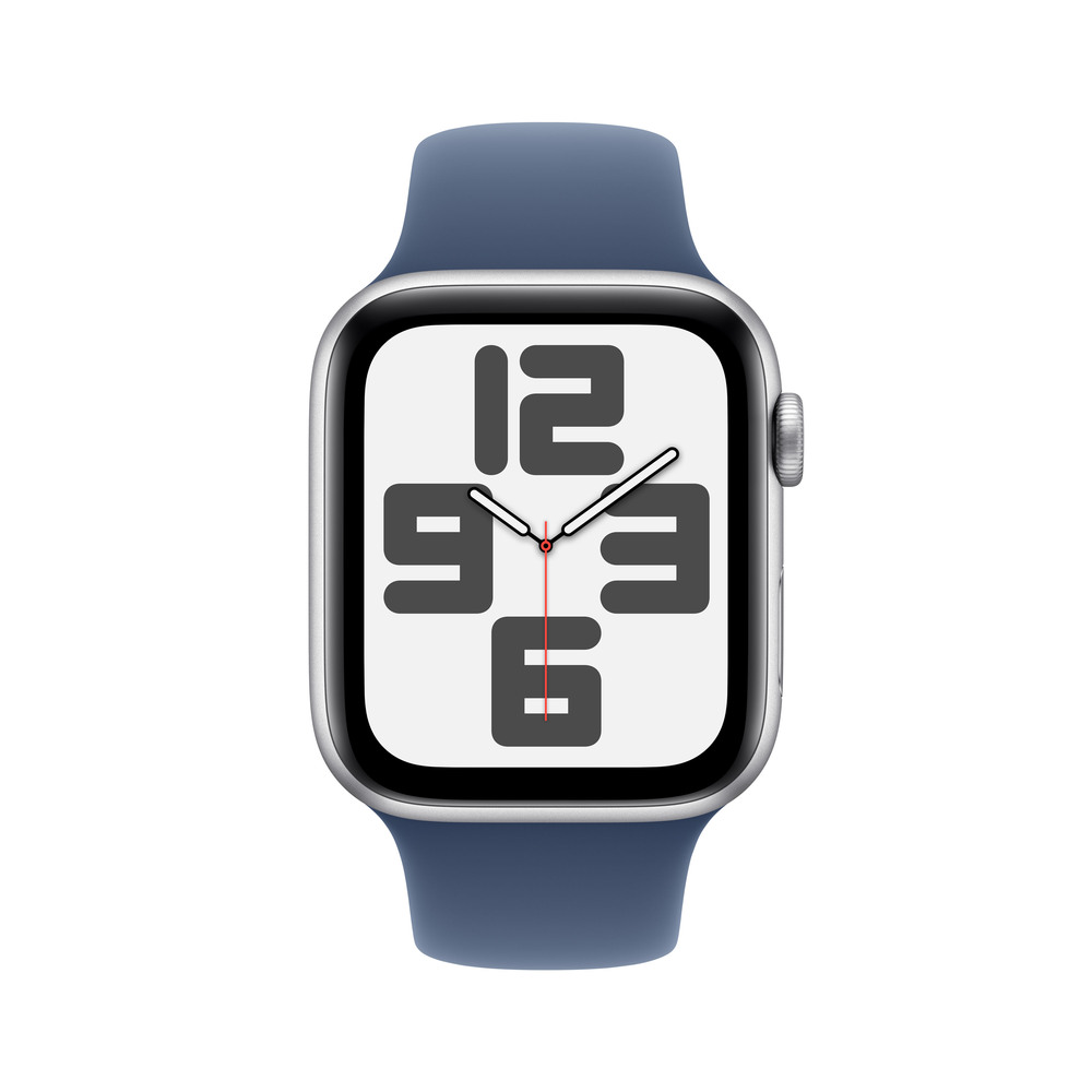 Apple Watch SE GPS + Cellular 44mm Silver Aluminium Case with Denim Sport Band-M/L