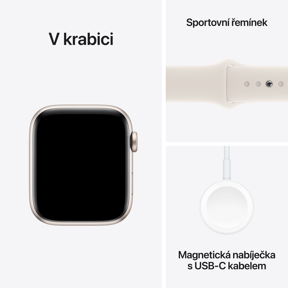 Apple Watch SE GPS + Cellular 44mm Starlight Aluminium Case with Starlight Sport Band - S/M