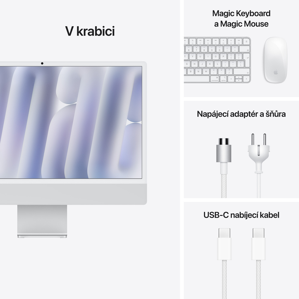 iMac 24" 4.5K Apple M4 8-core CPU 8-core GPU 16GB 256GB Stříbrný CZ