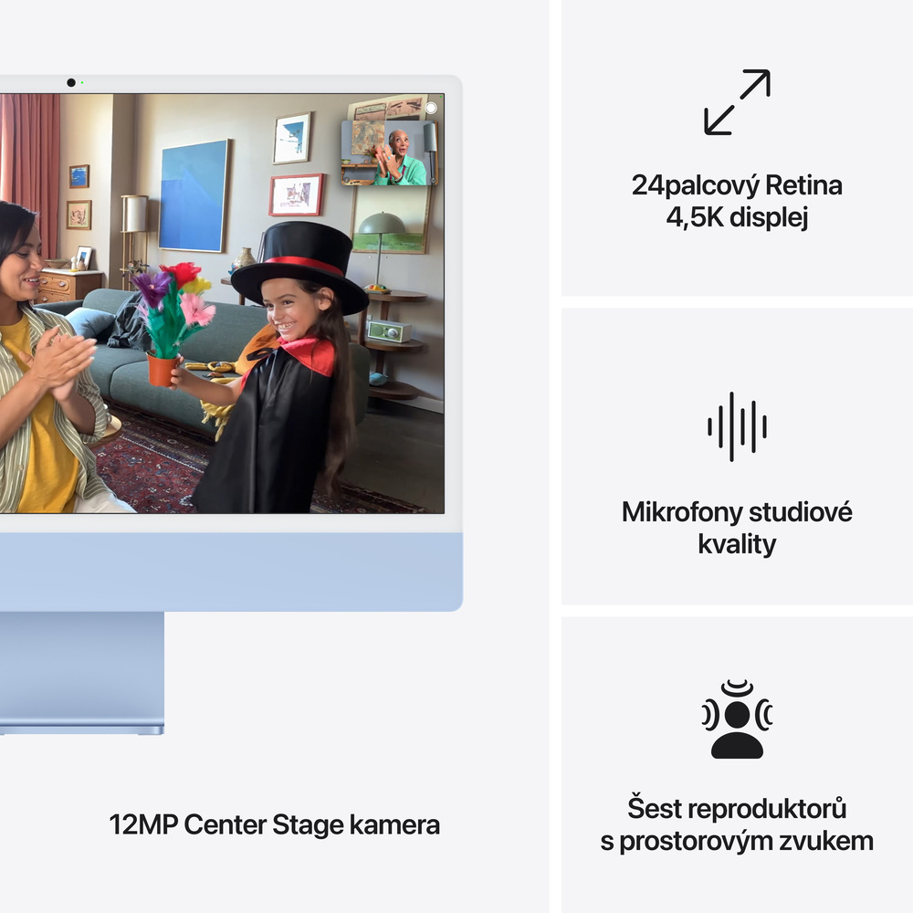 iMac 24" 4.5K Apple M4 10-core CPU 10-core GPU 16GB 512GB Modrý CZ