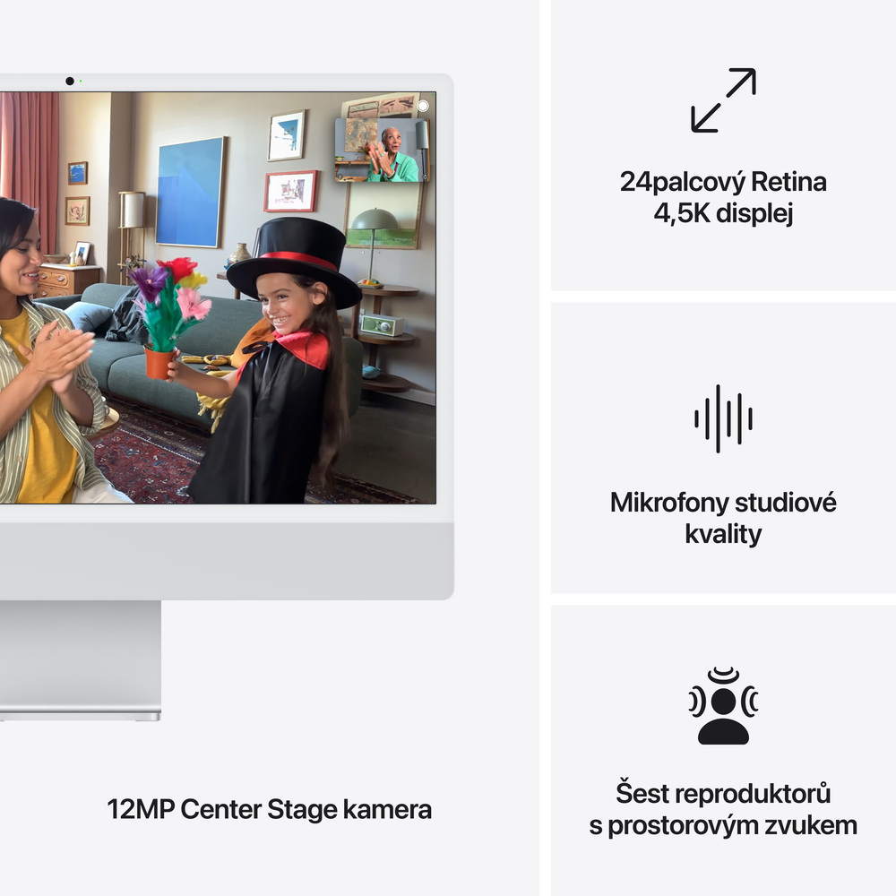 iMac 24" 4.5K Apple M4 10-core CPU 10-core GPU 24GB 512GB Stříbrný CZ