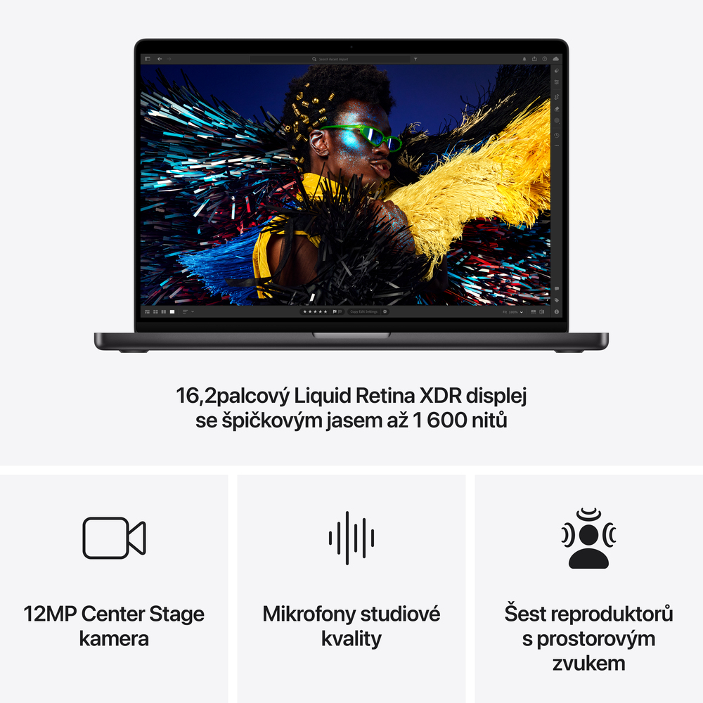 MacBook Pro 16" Apple M4 Max 16core CPU 40core GPU 48GB 1TB Vesmírně černý CZ