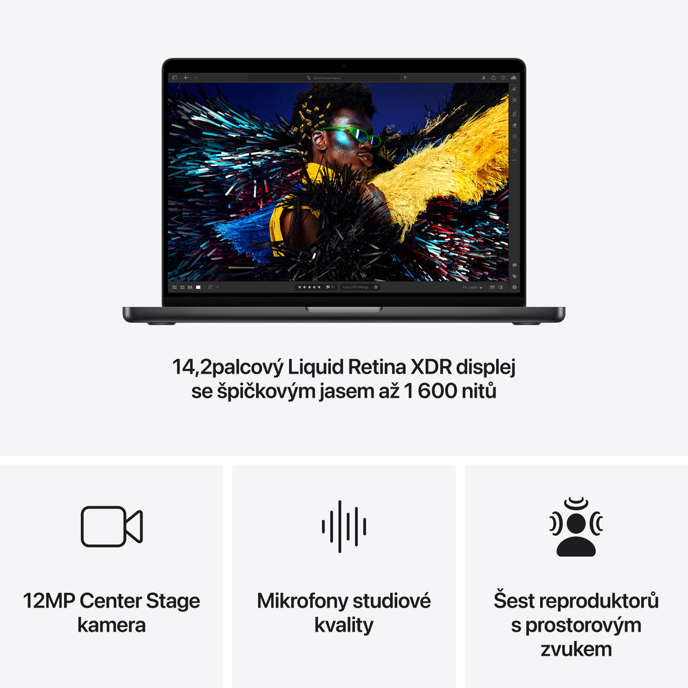MacBook Pro 14" Apple M4 10core CPU 10core GPU 24GB 1TB Vesmírně černý CZ