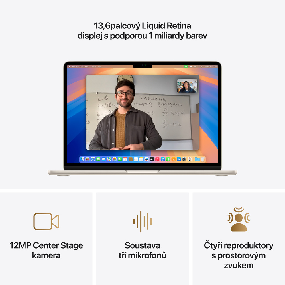 EDU MacBook Air 13" Apple M4 10core CPU 8core GPU 16GB 256GB Hvězdně Bilý CZ