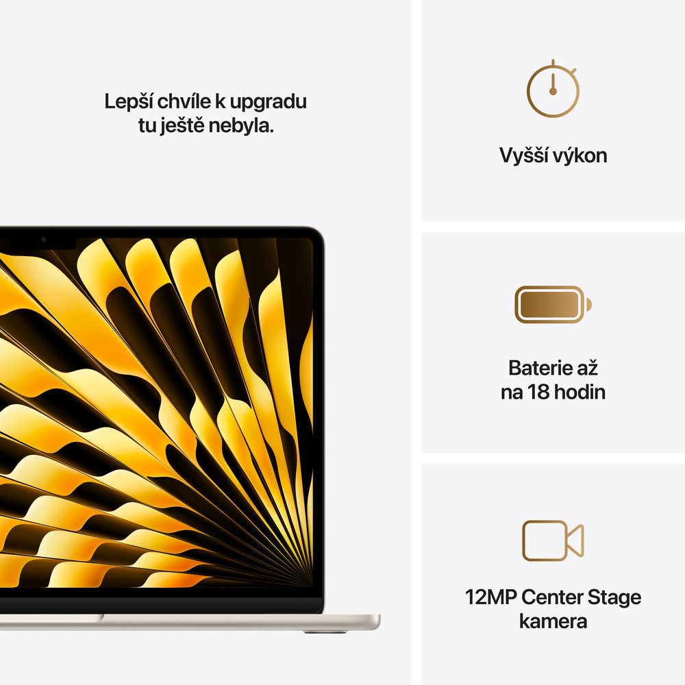 EDU MacBook Air 13" Apple M4 10core CPU 8core GPU 16GB 256GB Hvězdně Bilý CZ