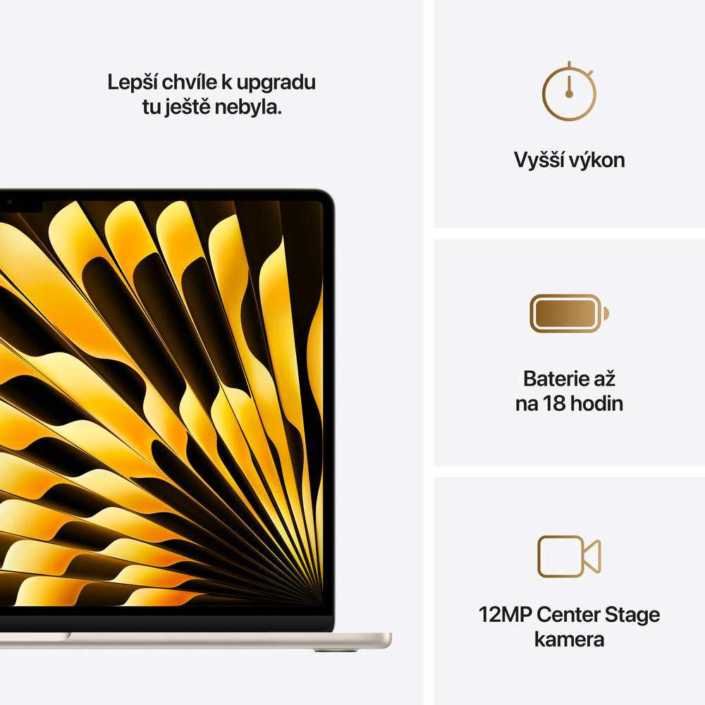 EDU MacBook Air 15" Apple M4 10core CPU 10core GPU 16GB 256GB Hvězdně Bilý CZ