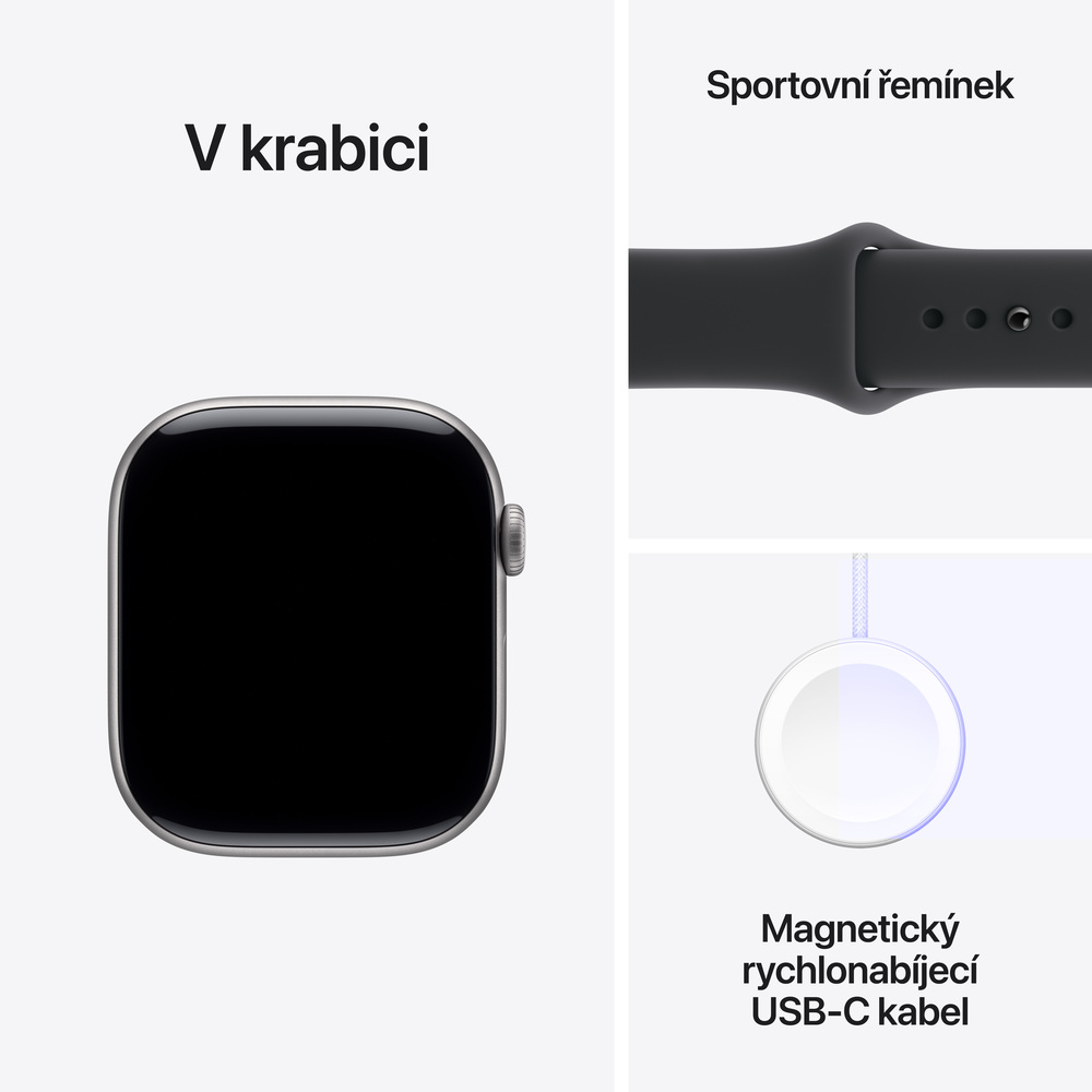 Apple Watch Series 11 GPS 42mm Vesmírně šedý hliník s černým sportovním řemínkem - M/L