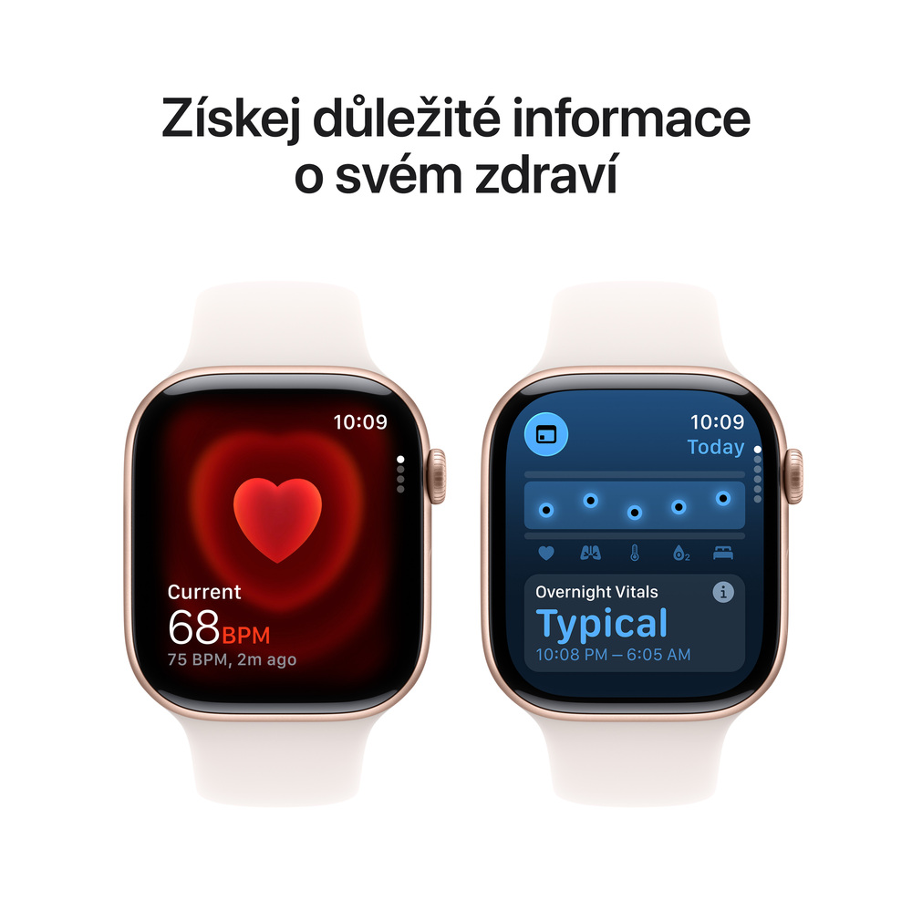Apple Watch Series 11 GPS 42mm Růžově zlatý hliník se světle ruměným sportovním řemínkem - M/L