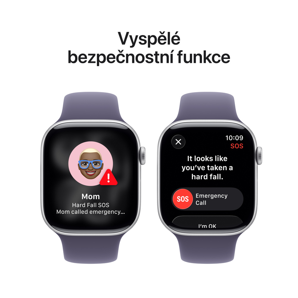 Apple Watch Series 11 GPS 42mm Stříbrný hliník s mlžně fialovým sportovním řemínkem - M/L