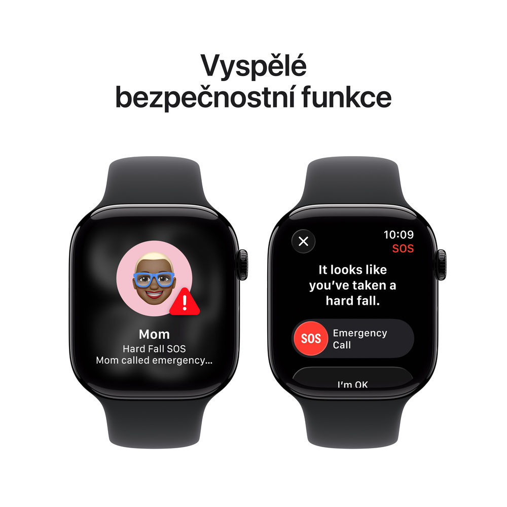 Apple Watch Series 11 GPS 46mm Klavírně černý hliník s černým sportovním řemínkem - S/M