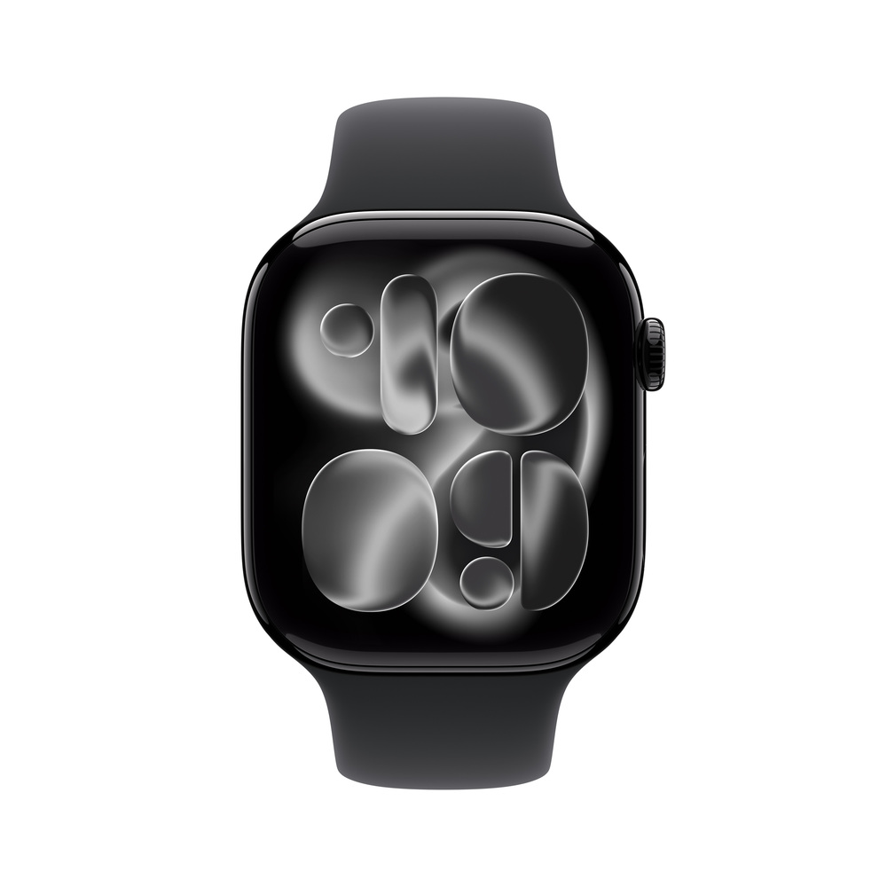 Apple Watch Series 11 GPS 46mm Klavírně černý hliník s černým sportovním řemínkem - M/L
